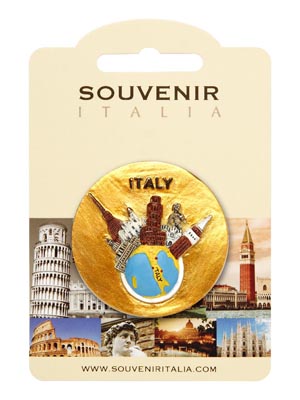 Magnete resina Tondo con Monumenti Italy  (art. 1134L24D00106)