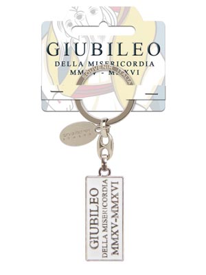 Portachiavi Rettangolare bianco Scritta Giubileo (art. 9931L27005B)