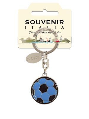 Portachiavi metallo Pallone Nero Azzurro  (art. 9931PCITA020)